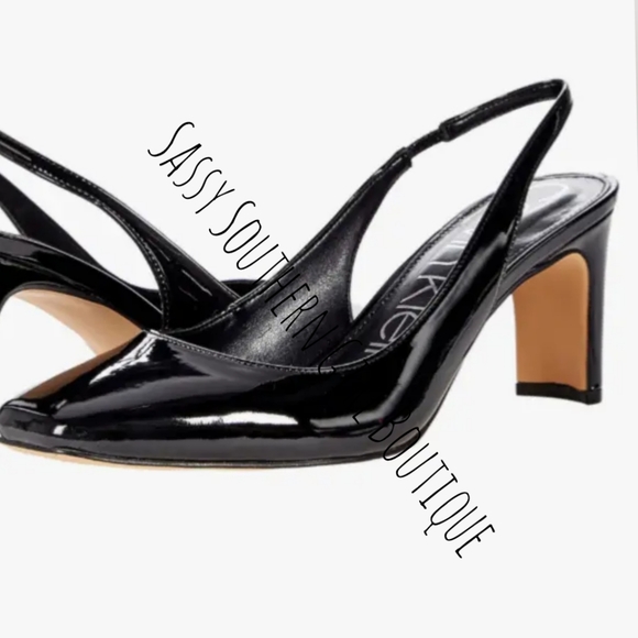 🆕⭐ Calvin Klein black patent leather slingback heels - Picture 4 of 12